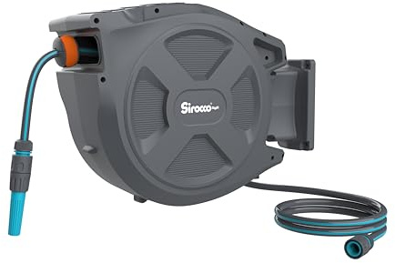 Sirocco Wasser Schlauchaufroller 25 m SIRO-Reel Water, automatisch, 180° schwenkbar, mit Stoppfunktion, bis 8 bar, grau/blau