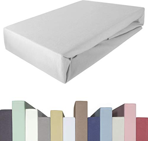 EDDA LUX Spannbettlaken für Topper in 180 x 200 cm, Öko-Tex, Baumwolle m. 5% Elasthan, Weiches Premium Spannbetttuch für Matratzen Topper mit 4-8 cm Höhe, in Platin