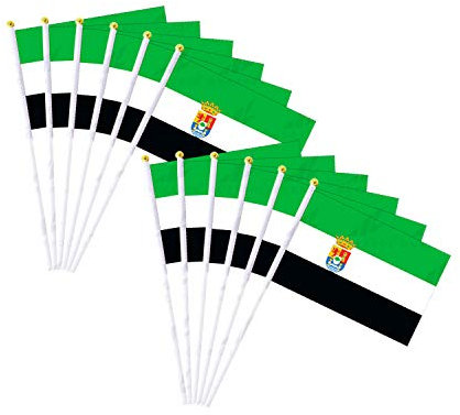 12 Bandera Extremadura de Mano Comunidades autónomas de España (20X30CM) (Extremadura)