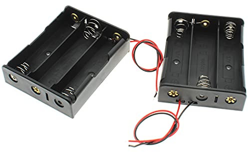 LBTODH 2PCS 18650 Battery Holder with Lead Wire Bundle 18650 Battery Holder 11.1V DIY Battery Storage Boxes Black Plastic Battery Case Kit