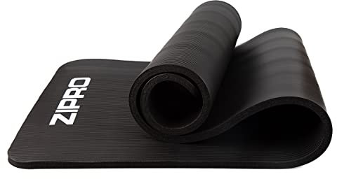 ZIPRO Gymnastikmatte, Yogamatte, Yogamatte Gepolstert rutschfest für Fitness Pilates Gymnastik mit Tragegurt, 15mm, Schwarz
