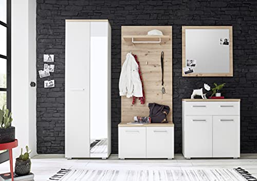 moebel-dich-auf Flur Garderoben-Set Madeira 5-TLG. Korpus Front: weiß Absetzung: Artisan Garderobe im Landhaus Stil 256 x 198 x 38 cm