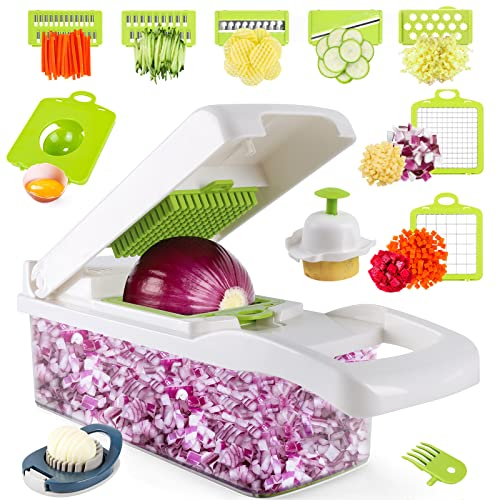 MAIPOR Vegetable Chopper - Onion chopper - Multifunctional 15 in 1 professional food chopper - Dicer Cutter - Kitchen veggie chopper with container - Egg slicer