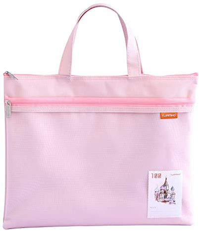 Pendancy Reißverschlusstasche, 13.8x27.9 cm, robuste wasserdichte Werkzeugtasche, leichte Aktenordner, Dokumenten-Organizer, Zubehör-Aufbewahrung für Reisen, Schule und Bürobedarf (Rosa)