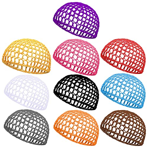 Lurrose 10st Handgemachter Netz Schlafhut Gehäkeltes Haarnetz Haar Bedeckt Ornament Haarnetzkappe Mütze Haarnetze Für Damen Snood-haarnetz Mesh-haarnetz Stoff Häkeln Zubehör Fräulein