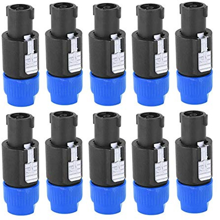 Kuuleyn Audio Speaker Connector, 10PCS C-NL4FC Audio Speaker Connector Waterproof 4 Pin Speakon Plug Cable Connector, Easy Operation(Blue)