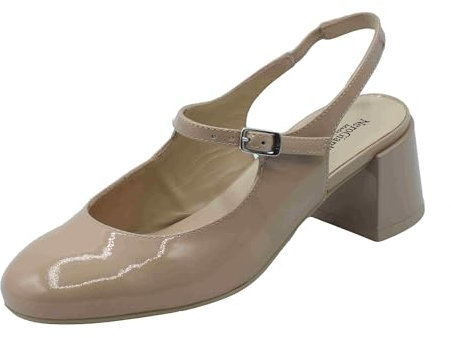 Nero Giardini E512341D Vernice Cipria Sandali Eleganti per Donna con Cinturino e Tacco Basso (Taglia 37)