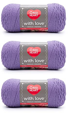 Red Heart with Love Lilac Yarn - 3 Pack of 198g/7oz - Acrylic - 4 Medium (Worsted) - 370 Yards - Knitting/Crochet