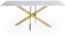 Table à Manger rectangulaire Design Verre marbré et Pieds dorés 6 Personnes Melissa
