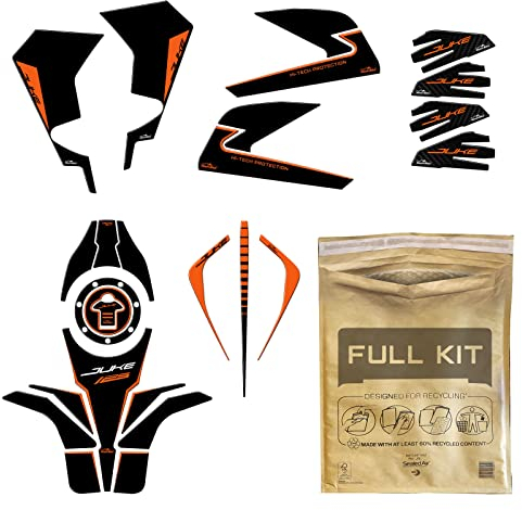 Resin Bike Aufkleber für Motorrad Kompatibel mit KTM Duke 125 2021 2022. Motorradschutz vor Stößen und Kratzern. 3D-Aufkleber-Set mit Harzbeschichtung - Stickers - Made in Italy