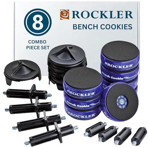 Rockler Bench Cookies Work Gripper Master Kit – Cookies for Work Holding, Risers for Clearance, & Cones for Finishing – Connect Bench Cookie Plus for Added Height – Woodworking Kit for Bench System