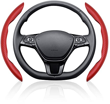 HISports Universal Carbon Lenkradbezug - Rutschfeste Lenkradhülle für Auto, SUV, LKW - Segmentierte Lenkradabdeckung