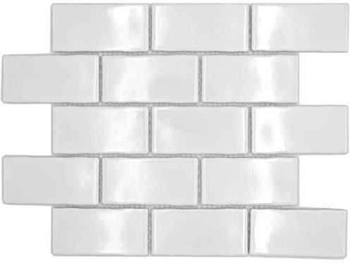Carrelage mosaïque Metro Sybway en céramique composite uni blanc brillant pour mur de cuisine ou douche