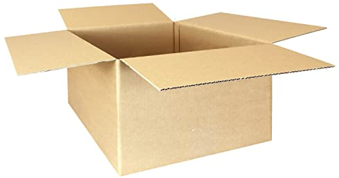 smiley pack 100 Stück Faltkartons 400 x 300 x 200 mm braun KK 90 Versandkarton Verpackungskartons 40 x 30 x 20 cm aus Wellpappe 1 wellig Karton Pappkarton Versandbox Paket Päckchen