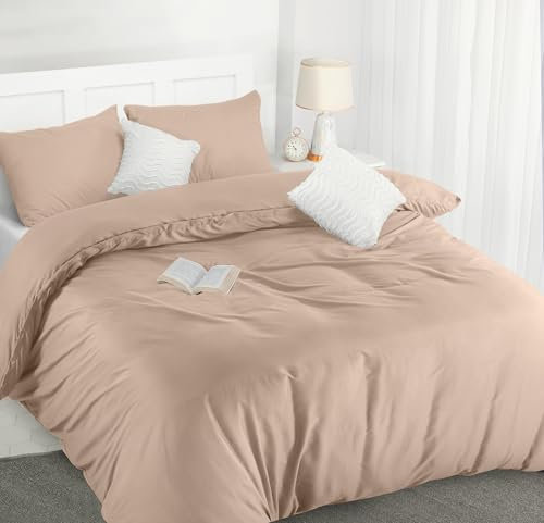 Utopia Bedding Bettwäsche Set - Mikrofaser Bettbezug 230x220 cm + 2 Kissenbezüge 50x75 cm - Beige