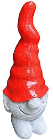 Aspinaworld wetterfeste Gartenfigur für außen, stehende Wichtel Figur mit roter Mütze 41 cm, Dekofigur Garten, Gartendeko aus Kunstharz