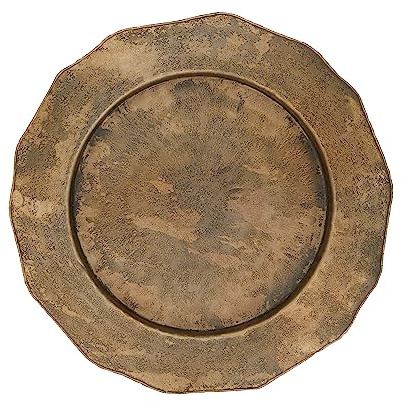 SARO LIFESTYLE Elegant Hammered Metal Charger Plate with Scallop Edge (Set of 4)