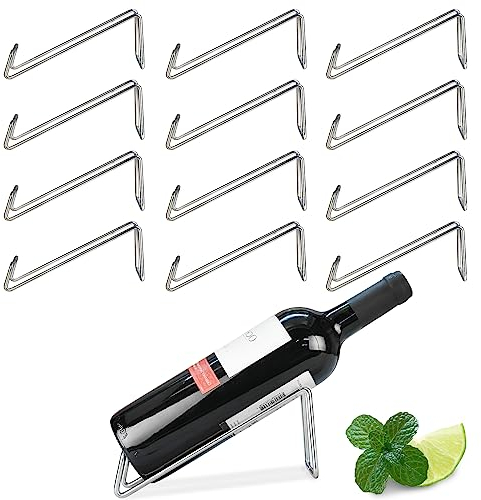SuproBarware Weinregal – Edelstahl, einzelner Weinflaschenhalter, Set mit 12 Stück, stilvoller Weinflaschen-Organizer, ideal für Weinliebhaber, Likör-Flaschenständer, Wein-Organizer für Esstisch