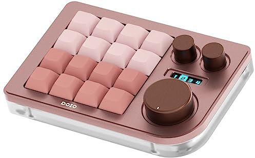 KEEBMONKEY Megalodon Dreifach-Knopf-Makro-Pad, programmierbare Designer-Mini-Tastatur, 16 Tasten, Rosa