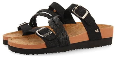 GIOSEPPO Sandalias con CUÑA Tipo Bio Y Tiras Negras para Mujer LOUPIAN