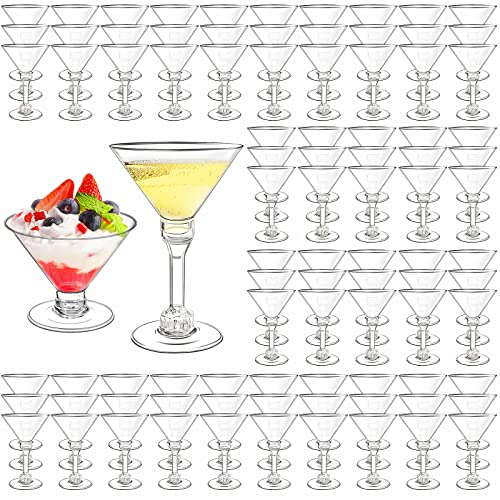 KYAPCK Confezione da 100 bicchieri da Martini in plastica usa e getta, da 141,7 g, trasparenti, per margarita, antipasti, dessert per matrimoni, feste (piccoli, Martini)