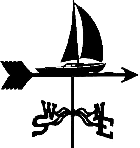 Windfahne Retro Rahmen Wetterfahne Edelstahl Wetterfahne mit Halterung Windfahne Wetterhahn Windrichtungsanzeige Ornament Professionnel Messwerkzeug (Segelboot