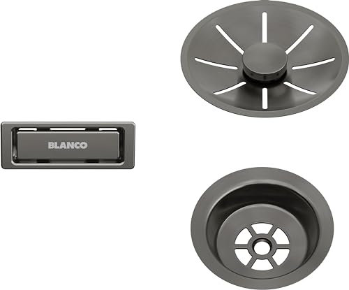 BLANCO Ablauf- und Überlaufset für Einzelbecken | satin dark steel
