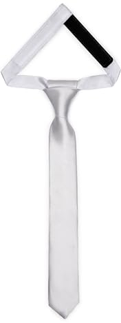 Ladeheid Kinder Krawatte für Jungen - Eleganter glänzender Look, Vorgebunden mit einem Klettverschluß, Perfekt für besondere Anlässe - Stilvolle Ansteckkrawatte TKS (31cm x 4cm, Silber)