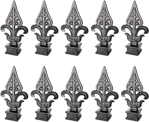 Zaun-Endstücke, Zaun-Endstücke, Dreizack, 25 x 25 mm, Aluminium, schwarz, Quad-Flare-Form, für Eisen-Lattenzaun, Hof, Garten, Rasen, Dekoration