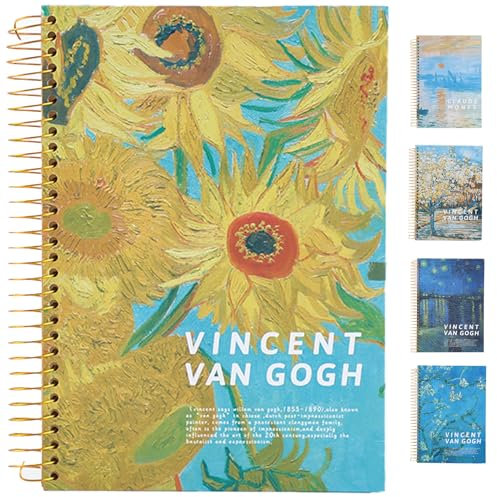 KISUOMAOYI Quaderno a spirale B5 rilegato a spirale, 300 pagine/150 fogli, copertina rigida, impermeabile, in PVC, blocco note B5, per donne, uomini, lavoro, ufficio, scuola, 26,4 x 18,6 cm, girasole