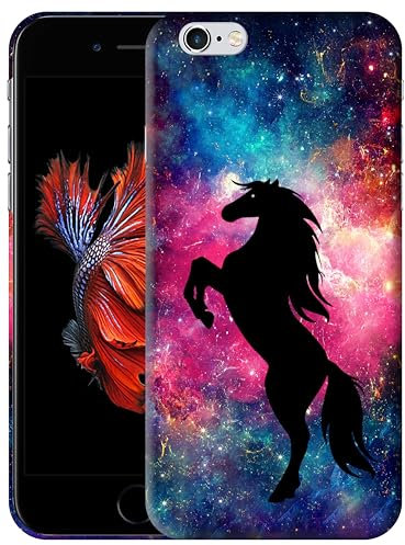 GlamCase for iPhone 6 / 6S, iPhone 6 / 6S Case - Horse Galaxy Space Stars Design Printed Slim Fit Cute Plastic Hard Snap on Protective Designer Back Phone Case/Cover for iPhone 6 / 6S Multicolor