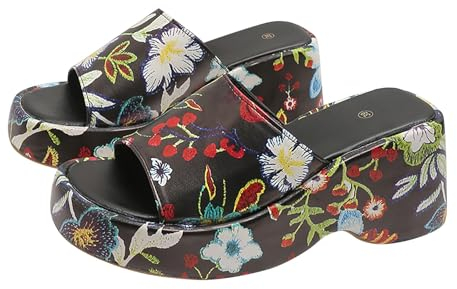 Slippers Donna Zeppa Pantofole Estive Eleganti Spiaggia Ciabatte Casa Sandali Casual Antiscivolo Sneakers Infradito Slip on Leggeri Comoda Plateau Mare Flip Flop Punta Aperta Piscina