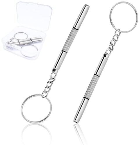 Cacciavite per Occhiali, Portachiavi Mini Cacciavite Multifunzione 3 in 1, Cacciavite da Tasca a Doppia Punta, Cacciavite per Occhiali di Riparazione, Per Occhiali, Sole, Orologi, Gioielleria, 2 Pezzi