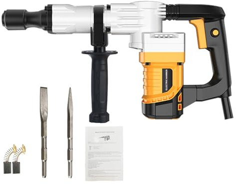 tinysiry 1200W Electric Rotary Hammer,Heavy Duty Rotary Hammer Drill with 2 x Pickaxe & 1 Pair Carbon Brush,Industrial Grade Concrete Demolition Hammer for Concrete Punching Frequency 4590 Times/min