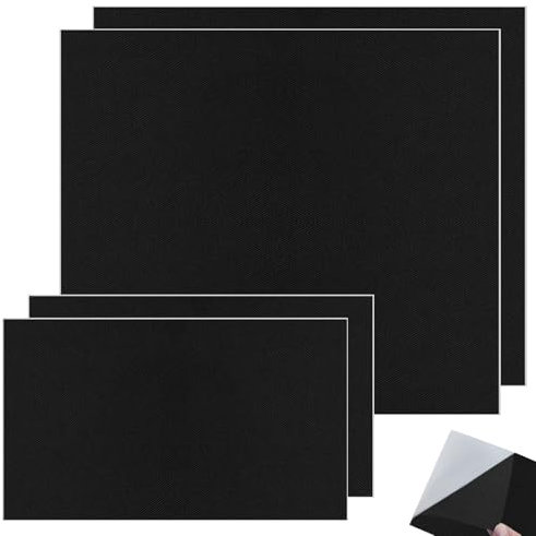 4 Pcs Self-Adhesive Fabric Repair Patches, 2 Sizes Linen Fabric Repair Patch Kit Canvas Fabric Patch for Car Seats Curtain Sofa Various Fabrics(Black,9.8x8.1+9.8''x4.1'')