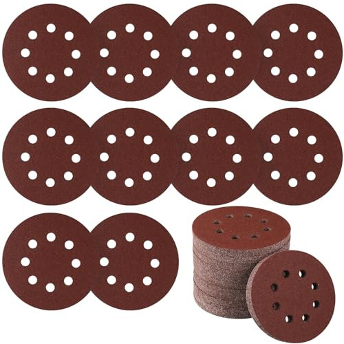 Sruhrak 90 Stück Schleifscheiben 125mm Schleifpapier Klett 8 Loch 80 Körnung Scheiben Set für Bosch Exzenterschleifer