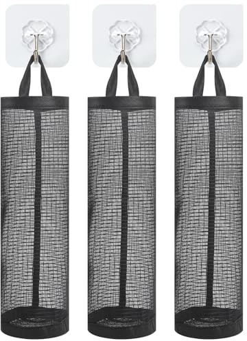 3Stück Plastiktüten Einkaufstüten Halter,Hängende Mesh Falten Müllsäcke Organizer,Plastiktüten Halter,für Müllsäcke, Einkaufstaschen Lagerung,Für Bad, Küche, Wohnzimmer
