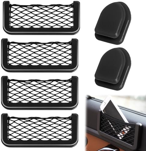 Gepäcknetz Wohnmobil 4 Stück Aufbewahrungsnetz Kofferraum Netztasche Netztasche Auto Aufbewahrungsnetz Camper Selbstklebend Netztasche Auto für Autos Wohnmobil Boote (20x8 cm, mit 2 Klebehaken)