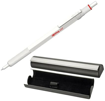 rOtring Professional 600 Ballpoint Pen with Elegant case with magnetic closure| Metal |Pearl White |Black Ink Medium Point
