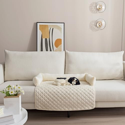 OKYUK Hundebetten Hundekissen - Sofaschutz, handgefertigtes Hundebett waschbar, hundekissen，Couchkissen, Hundematte Flauschiges Hundebett für große, mittelgroße & kleine HundeGrosse (Beige，75× 75cm)