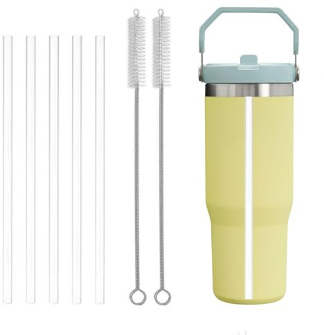 Paille de rechange pour Stanley Iceflow 887 ml (uniquement), paille transparente réutilisable avec brosse de nettoyage pour paille, compatible avec les gobelets Stanley IceFlow Flip de 887 ml en acier