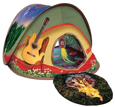 KONG Play Spaces Pop Up Glamping Tent for Cats - Dangling and Crinkle Toys