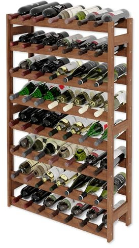 Lenmar, Weinregal aus Holz für Flaschen, Natur, RW-1, Wein, Flaschenregal, Kellerregal, Regale, Flaschenhalter (Braun, RW-1-56, 118 x 72,5 x 25, 7 liegen, 56 Flaschen)