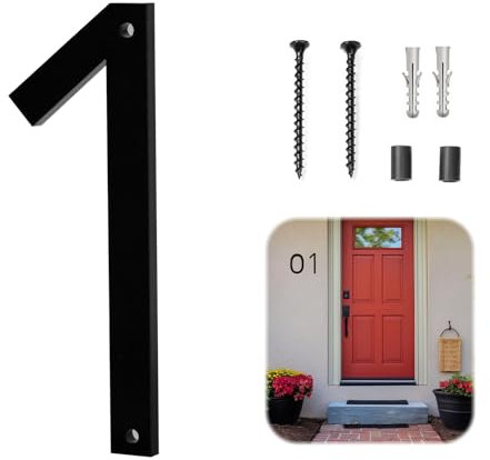 JAONLD Numero de Maison Exterieur Plaque Personalized Signs,Acrylique Numéros de Porte avec Vis,Aspect Flottant Moderne Résistant aux Intempéries Convient aux Bureaux,Boîtes aux Lettres,Rues(1)