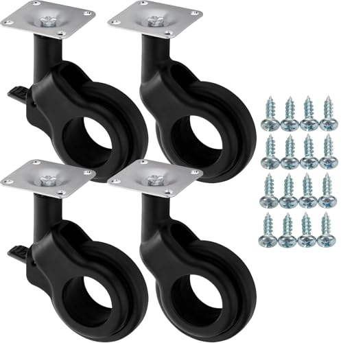 SOTECH Set Möbelrollen BONN Ø 60 mm schwarz | 2 x mit und 2 x ohne Bremse inkl. Schraubenset Belastbarkeit bis 120 kg (30 kg pro Transportrolle)