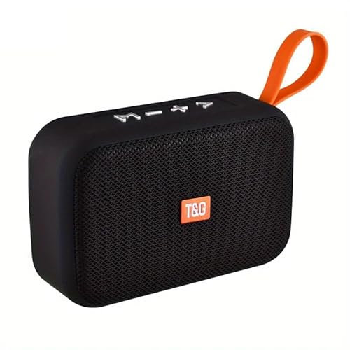 T&G Tragbarer Bluetooth-Lautsprecher mit Trageschlaufe, Schwarz/Orange