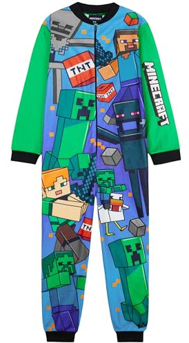 Get Trend Minecraft Onesies for Boys & Teens 7-14 Yrs, Long Sleeved Fleece Loungewear, Jumpsuit Pyjamas, Gamer Gifts for Boys (7-8 Years, Multi Minecraft)