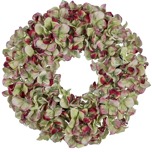 CREATIV green künstlicher grüner Hortensienkranz 38cm I künstlicher Blumenkranz mit grünen Blüten als Frühlingsdeko I Kunstblumen-Deko Türkranz Blütenkranz Osterdeko I hochwertige & dekorative Kränze