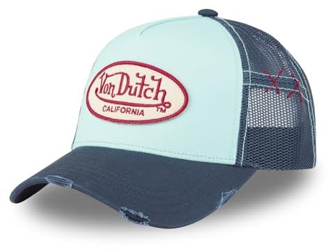 Von Dutch Kappe für Damen und Herren, verstellbar, Trucker-Kappe, Türkis/Marineblau/Rot, One size