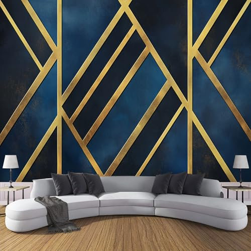 Tapete Geometrische Linien Fototapete 3D - Seidenstoff Tapeten Wandtapete 150x105cm, Nordischer Stil Wanddeko Design für Tapete Wohnzimmer Schlafzimmer Büro Flur